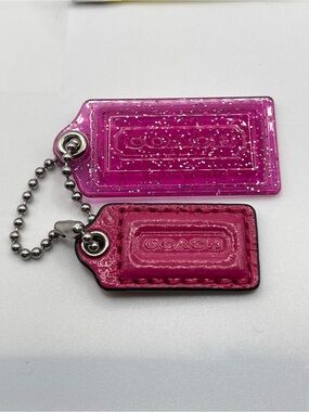 Coach Poppy Pink Double Hang Tag- Hot Pink & Transparent Pink Glitter